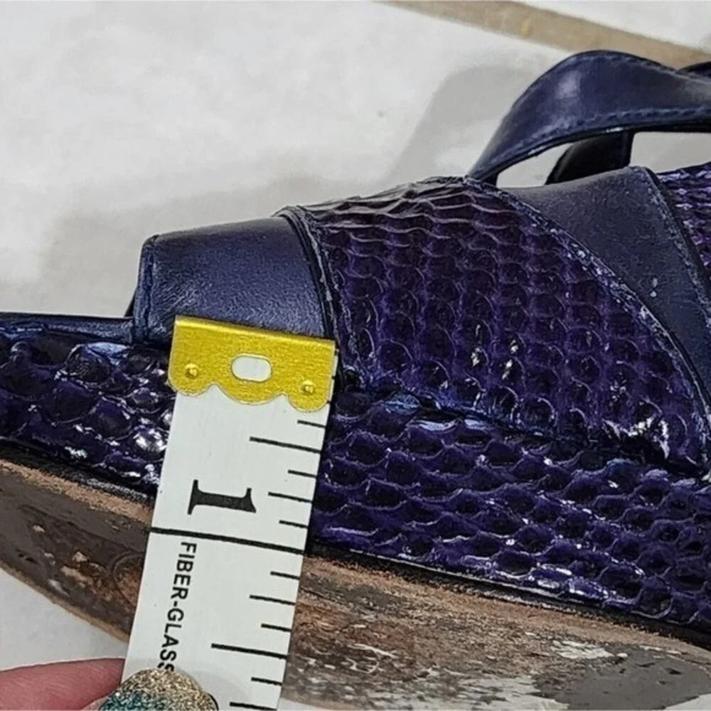 Tory Burch Purple‎ Snakeskin Leather Slingback Platform Block Heel Sandals